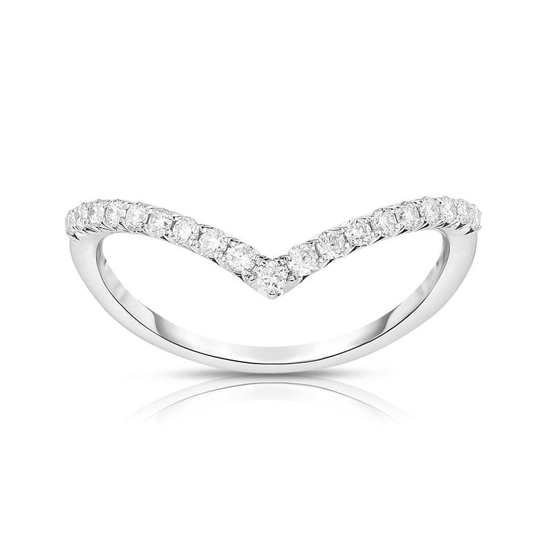 Davis Classics Women's 14k White Gold V-Design Contour Diamond Band