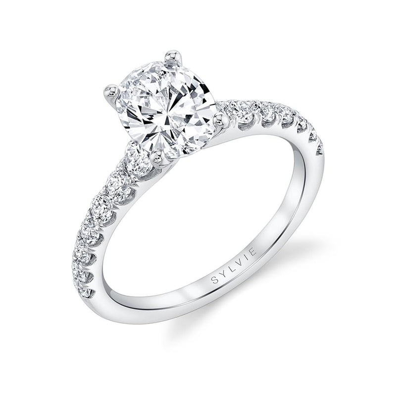 Sylvie Sidestone Diamond Engagement Ring Setting in 14k White Gold