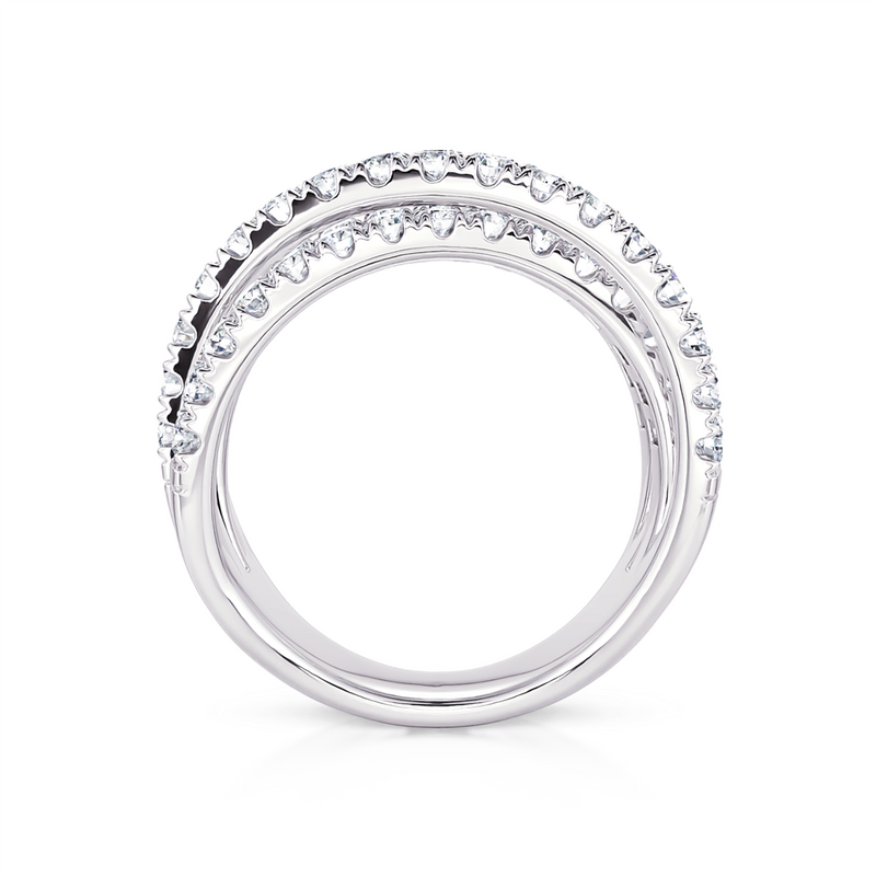 Davis Classics Women's 14k White Gold Double Crossover Design Diamond Band