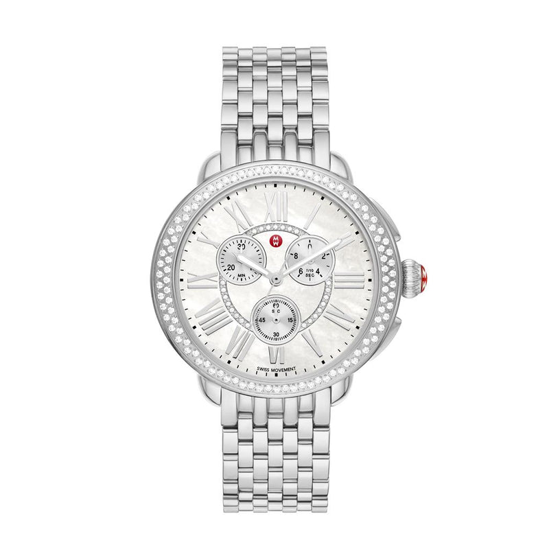 Michele Serein Stainless Steel Diamond Watch