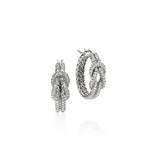 John Hardy Sterling Silver Love Knot Diamond Hoop Earrings