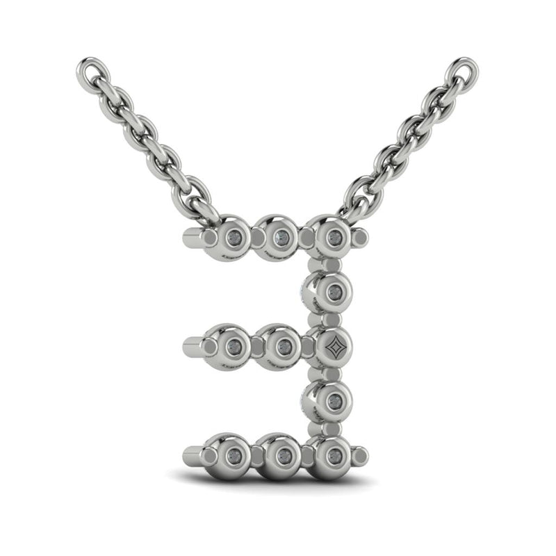 Vlora 14k White Gold Besito Collection Initial E Diamond Pendant Necklace